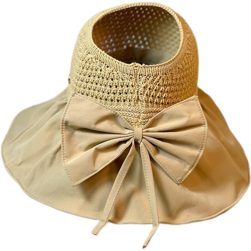 2022 Summer Wide Brim Sun Hat Women's Breathable Fishing Hat Adjustable Ponytail Sun Hat