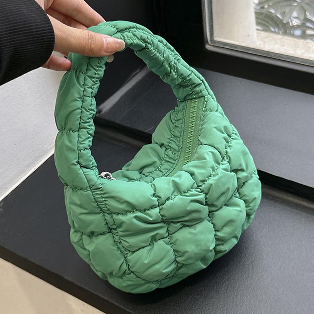 Mini-Plissee-Taschen mit Wolkenmuster für Damen, lässige, gesteppte Handtasche, gepolsterter Griff aus Nylon, luxuriöse, weiche, bauschige Tasche, Designer-Unterarmtasche