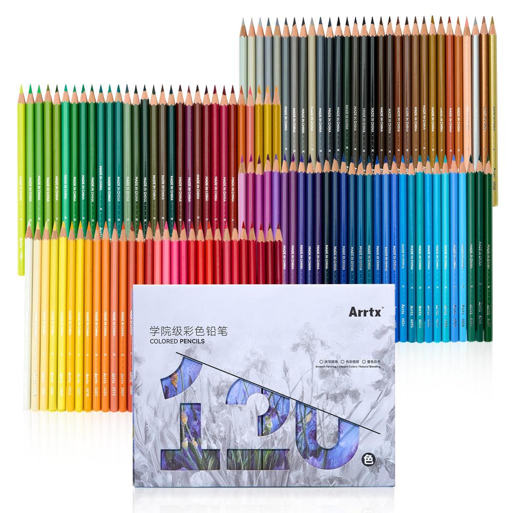 ARRTX 120 Soft Core Oil Colored Vivid and Blendable Perfect for Sketching and Great for Beginners and Hobbies Pencils, Colors, Drawing, Shading,