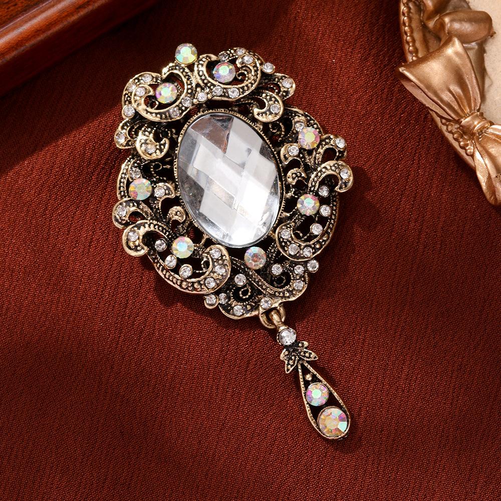 

Ретро Палац Жіночий Висококласний Легкий Люкс Кристалічний Підвіска Проти Розкриття Аксесуари Брошка 4.5*8cm