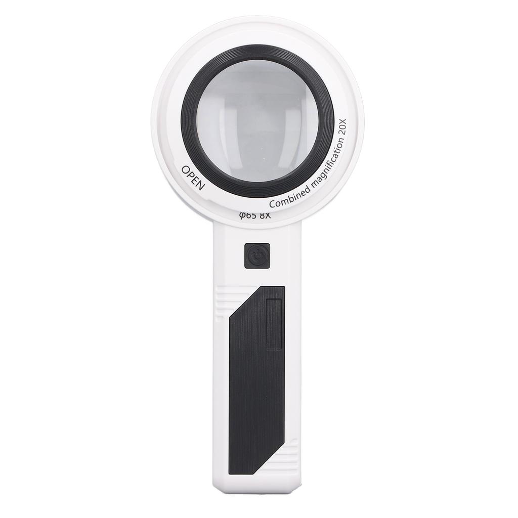 Handheld Magnifying Glass 8X 5X 20X 3 Lighting Modes 26 LEDs Portable Optical Lens Magnifier for
