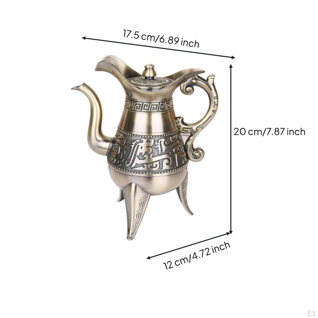 Beverage Pot Vintage Serving with Lid BronzeToned Metal Pitcher Spout for Collectors,