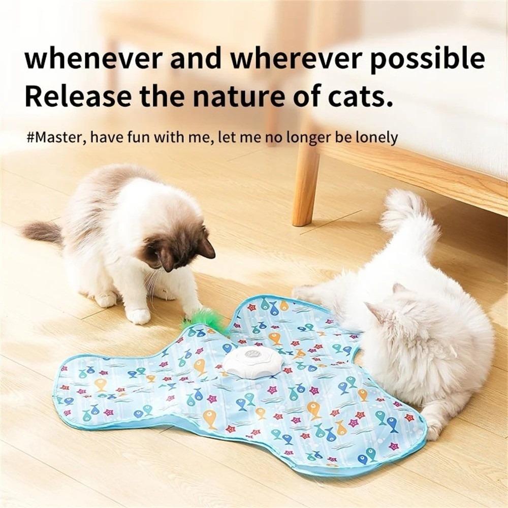 Motion Activated Smart Cat Toys Rechargeable Self Soothing Pet Toy Cover Moving Concealed Feathers Hide and Seek Toy