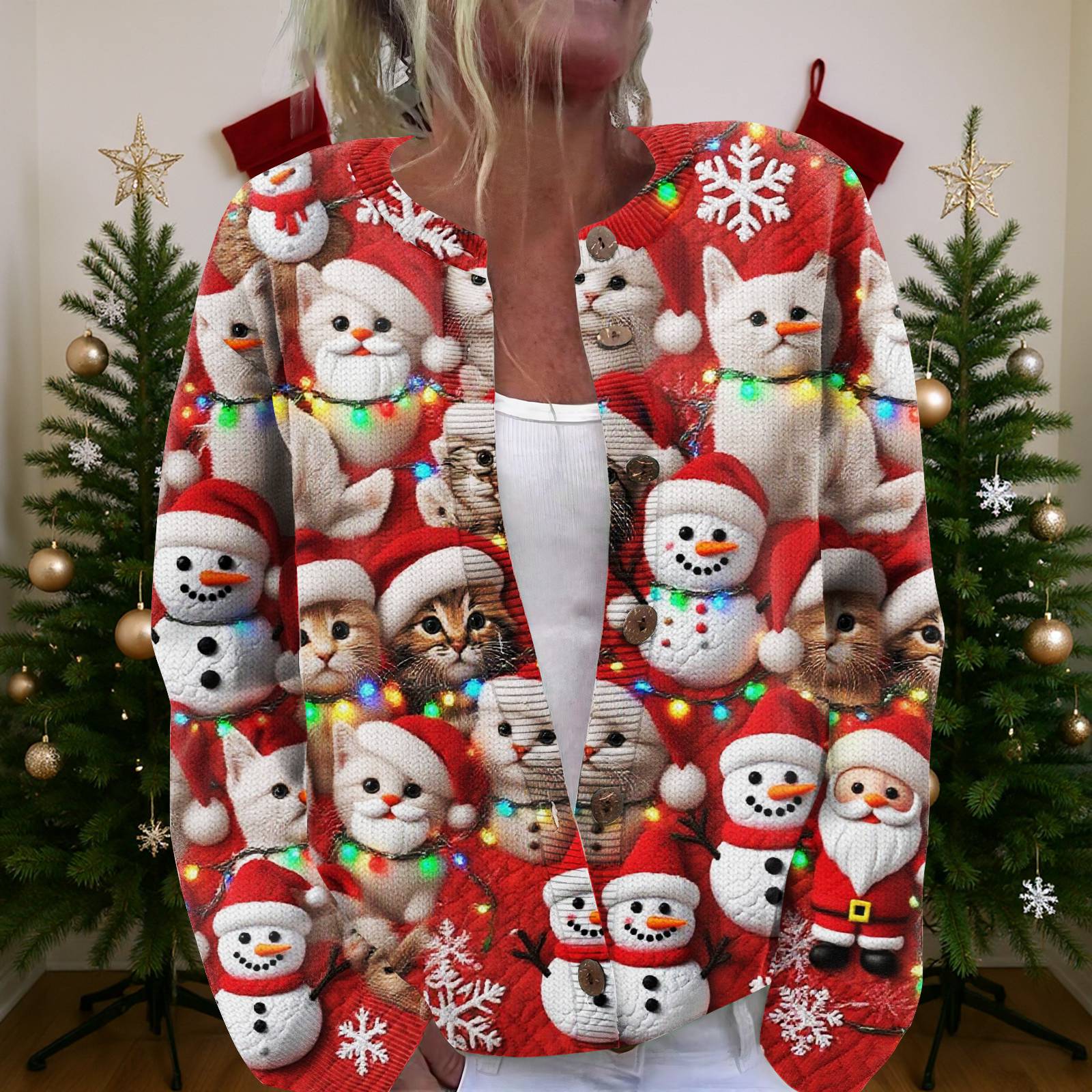 

Women S Christmas Sweater Cute Fun Christmas Sweater Fall And Winter Long Sleeve Knitted Sweater L киноварь