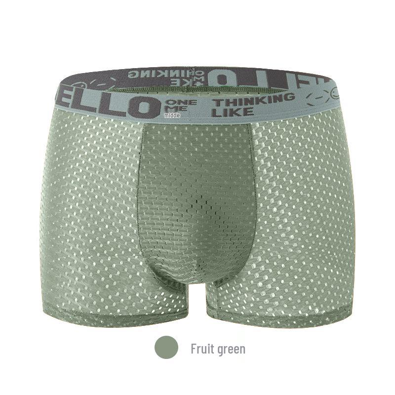 Ice Silk Mesh Men's Breathable Boxer Briefs - Four-Corner Hollow, All-Season, Thin Style