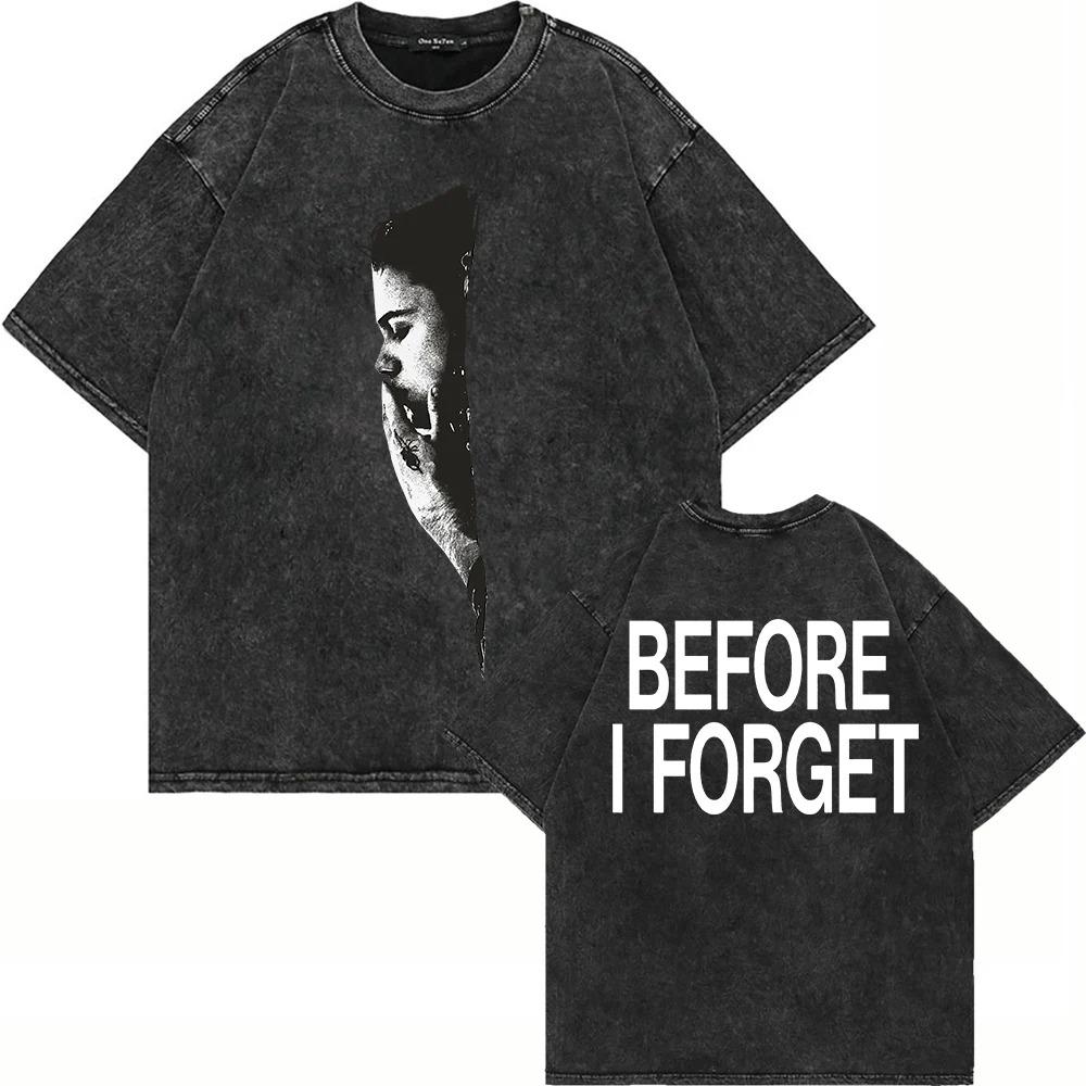 

Washed The Kid LAROI Before I Forget Short Sleeved Round Neck Y2k Tshirt Men Women Clothing New in Top Camisetas 3XL