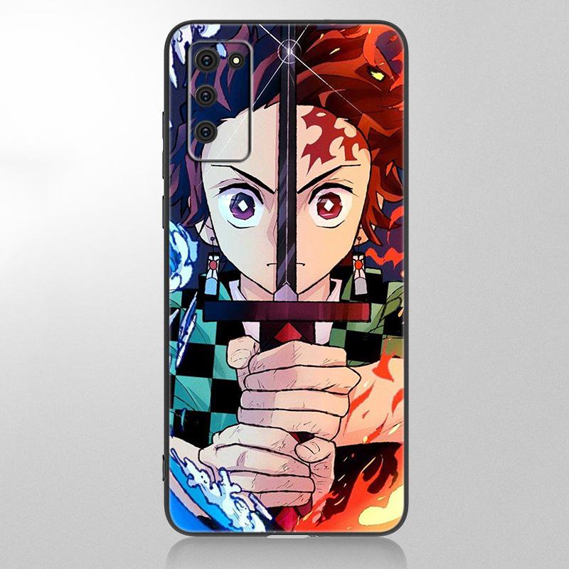 Anime Dämon Slayer Tanjiro Fall für Samsung Galaxy A12 A02S A22 A32 A52 A72 A71 A51 A41 A31 A21 A11 A50 A70 A10 A20S schwarze Abdeckung
