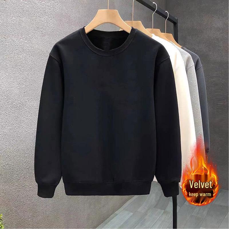 Men's Plus Size Anti-Pilling Fleece Hoodie, Loose Fit, Versatile Round Neck, Trendy Autumn/Winter Outerwear for Larger Sizes.
