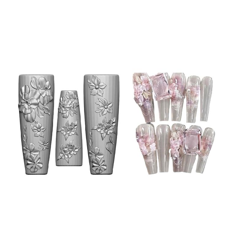Multipurpose Nail Art Template Tool Stylish Silicone Nail Art Molds Embossing Carving Templates for Nail Enthusiasts