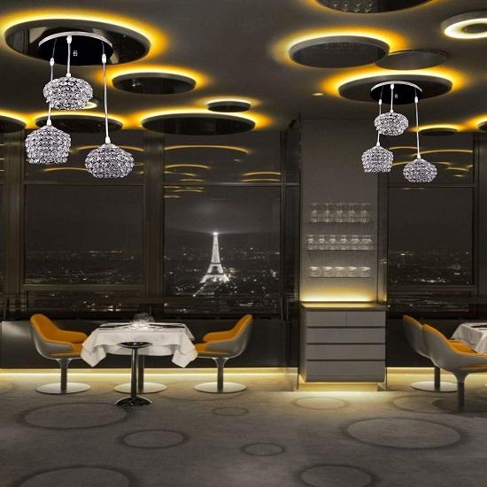 Prop It Up Metal Cylindrical Decorative 3 Light Pendant Ceiling LED Lights Bulb Hanging with Silver Design for Home Decor, Design-