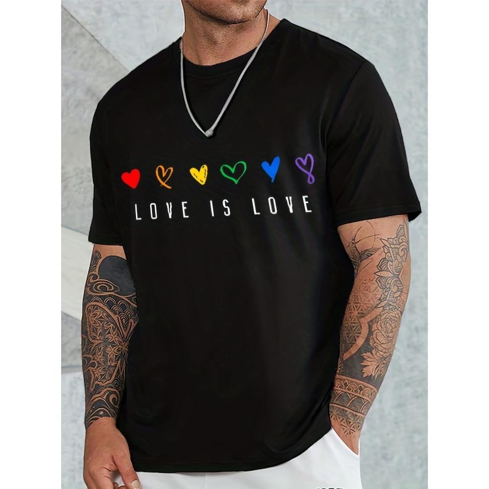 

Men s T-shirt Pride Love Rainbow Printing Sports Casual Crew Neck Outdoor Short Sleeve T-Shirt Men s Clothing S