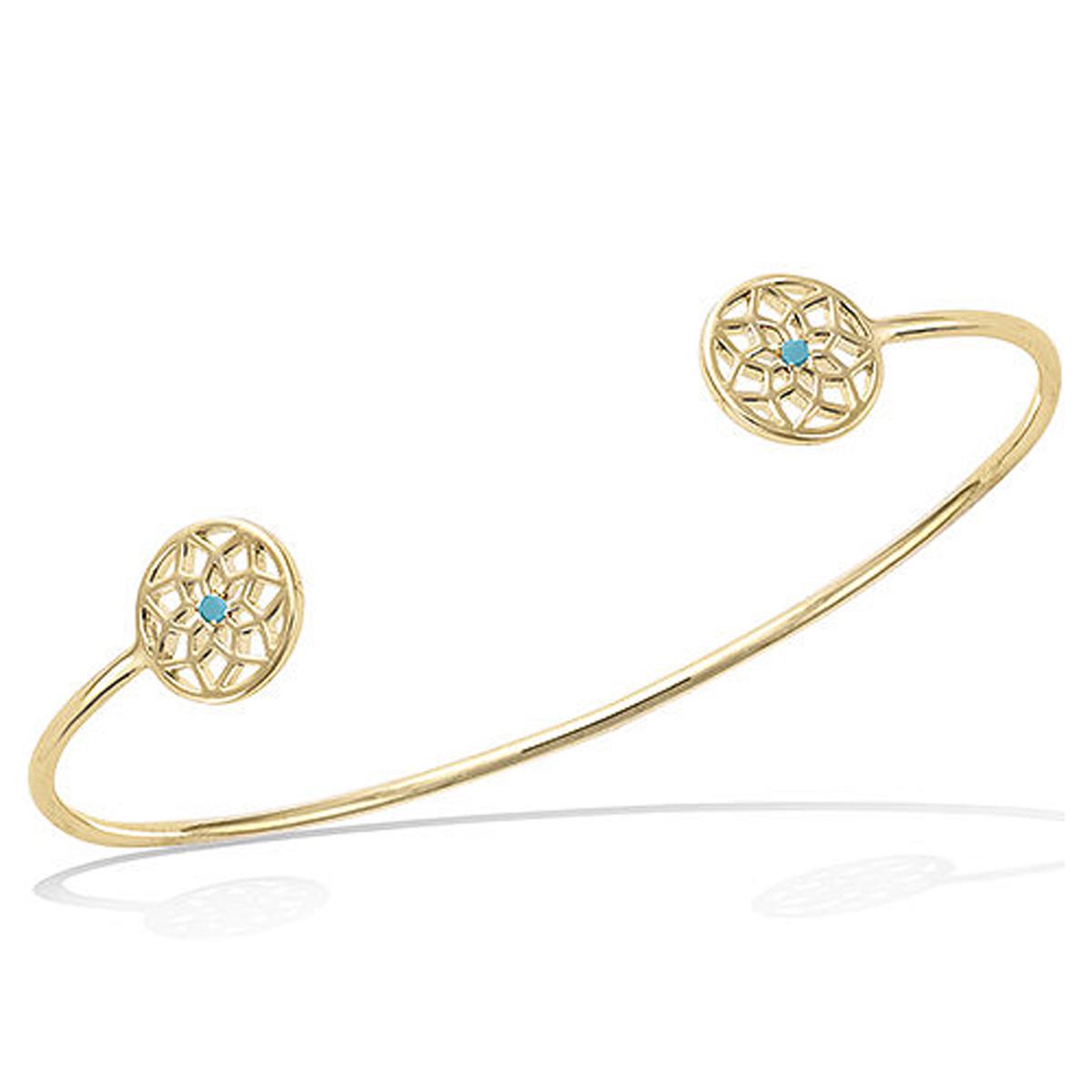 

Les Trésors De Lily [R1539] - Открытый позолоченный браслет Boho золотисто-бирюзовый (ловец снов) - 60 мм - 10 мм