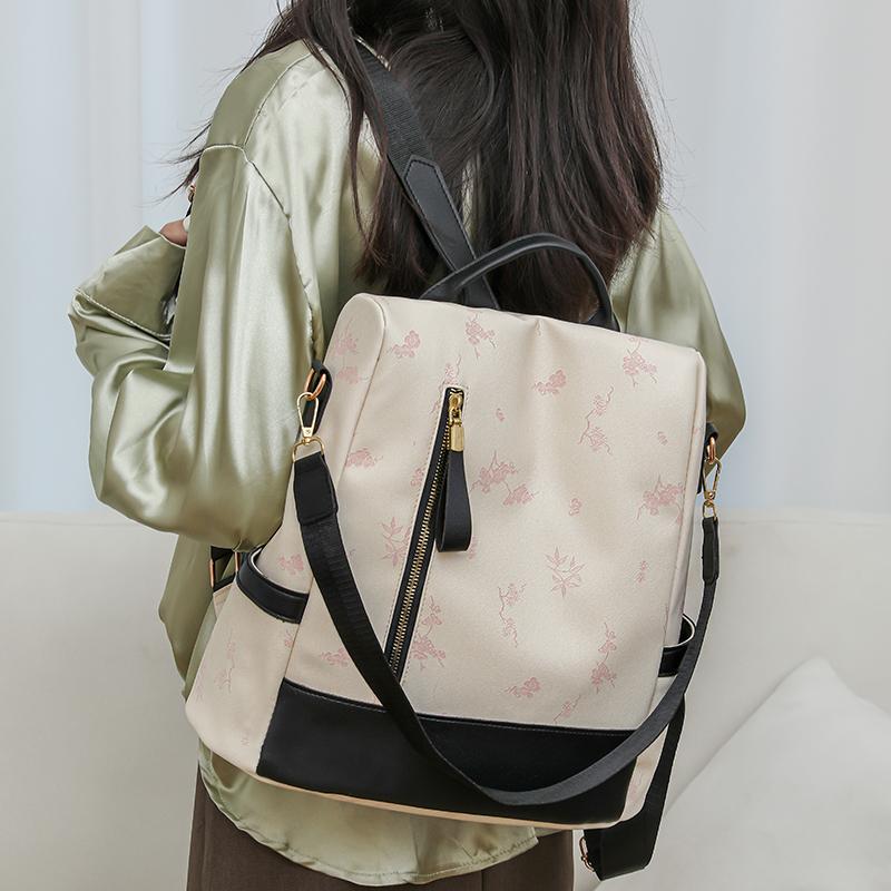 Rucsac din piele moale Geantă de călătorie de mare capacitate imprimată pentru femei