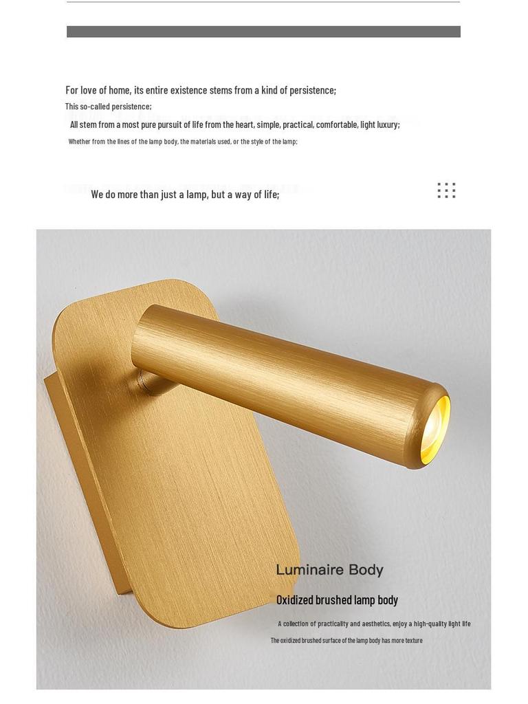 Rotatable Nordic Minimalist Wall Lamp - Eye-Protection Reading Light for Bedroom & Study