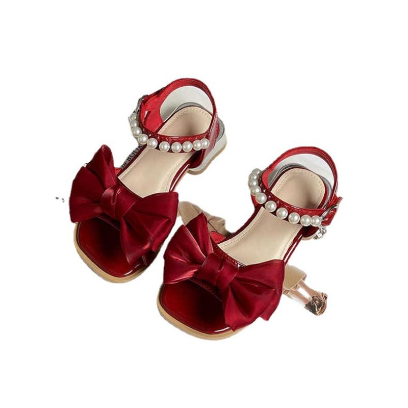 2024 Children Sandals Girls Sandals Soft Soles Kid Shoe for Girl Bow Ties Girls Princess Shoes Anti-slippery Sandalias De Mujer