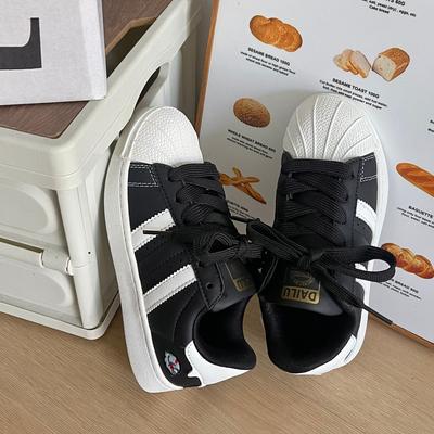 Summer New Chic Student Black and White Shell Head Sneakers Casual Skateboard Shoes