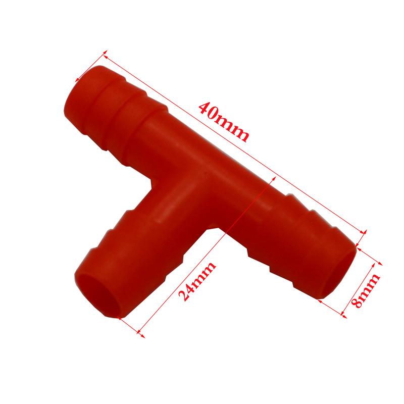 

20 шт. Пластиковый тройник-соединитель для трубки, диаметр 8 мм, для кроликов, кур, перепелов, голубей, домашних животных, ниппельная поилка, соединительная трубка, оборудование для ферм Diameter 8mm красный