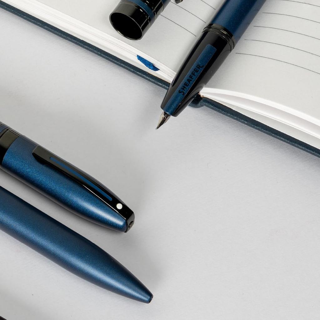Sheaffer Icon Metallic Blue Ballpoint Pen with Glossy Black PVD E2911051 Applied,