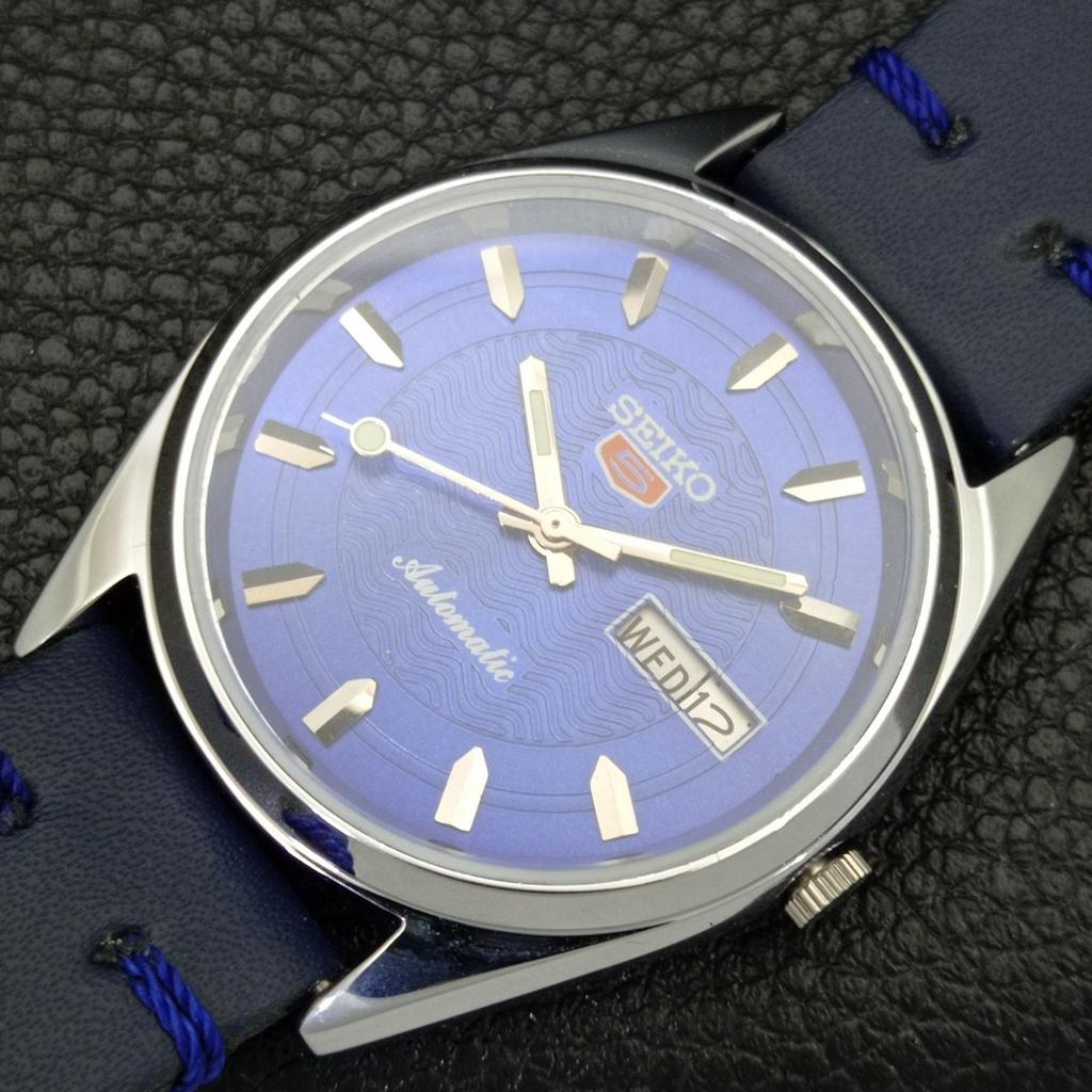 AUTOMATIC 6309A VINTAGE REFURBISHED SEIKO 5 JAPAN MENS BLUE DIAL WATCH a701734-5 R206c-a701734