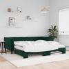 Extendable Daybed with Mattresses Dark Green 100 X 200 Cm Velvet