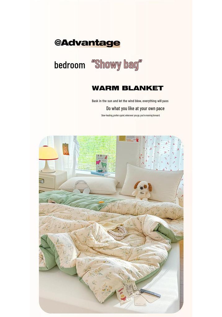 Class A Double-layer Gauze Washed Cotton Quilt - Thickened and Warm for Winter and Spring (3-4 lbs) Single Quilt Core