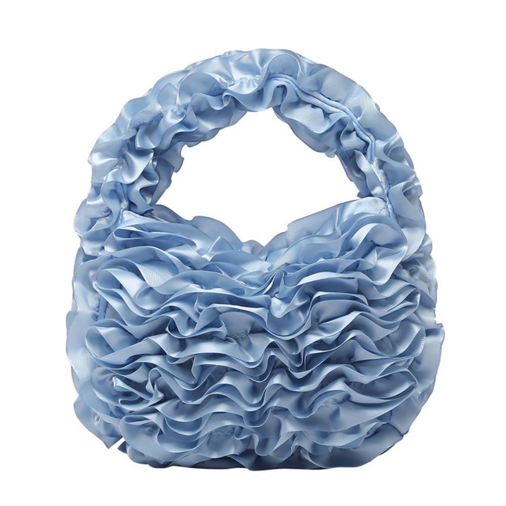 

Элегантные сумки-тоут с цветами, милая кружевная плиссированная сумка, универсальная сумка под мышкой, ручная сумка для работы синий