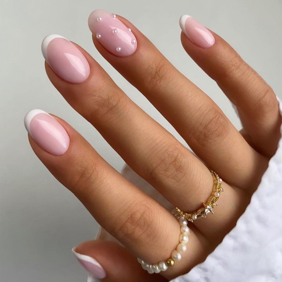 

Minimalist Pearl French Edge Handmade Press-On Nails