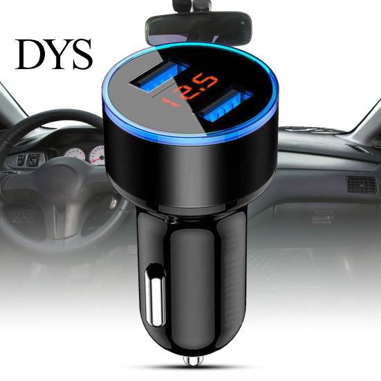 Auto Phone Charger LTP Car Fast Charging Plug Play LED Digital Display Dual USB Smart Adapter for MP3
