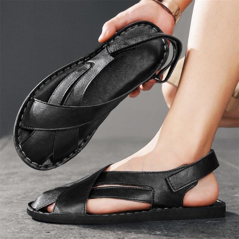 TUINANLE Herren Sommer Slip-On Sandalen: Rutschfest, Weich, Stilvoll, Lässig, Große Größen, Ledersandalen