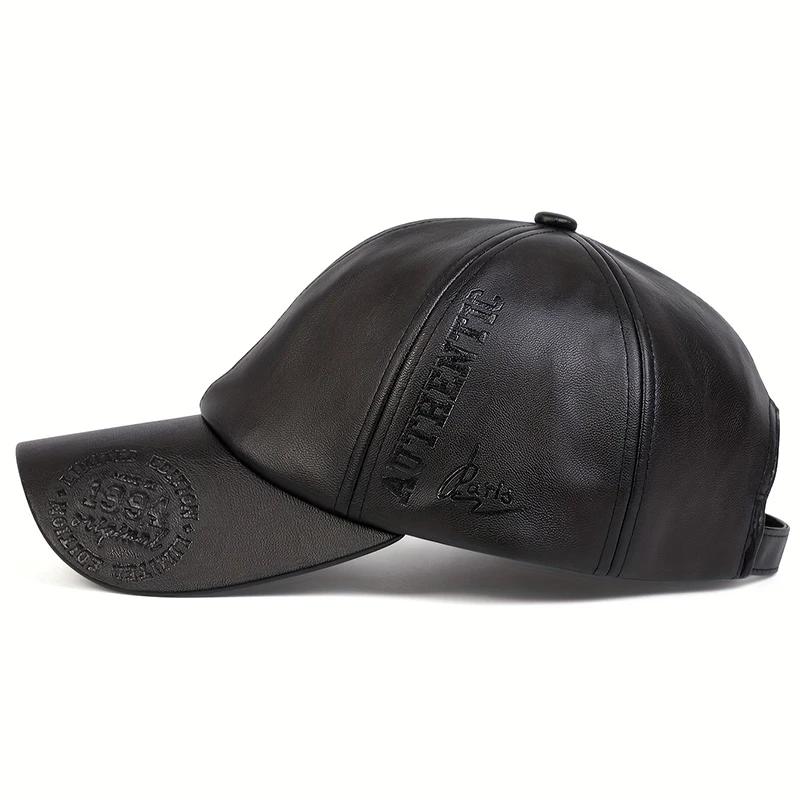 Unisex Vintage Leather Baseball Caps Outdoor Adjustable Spring and Autumn Casual Sunscreen Hat