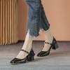1 Stück eckiger Kopf Ein-Wort-Schnalle Retro Mary Jane Schuhe hohe Absätze Damen Frühling dicke Absätze einzelne Schuhe