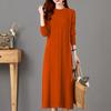 Mom autumn dress large size temperament dress long sweater mid-autumn and winter versatile loose backing skirt thick