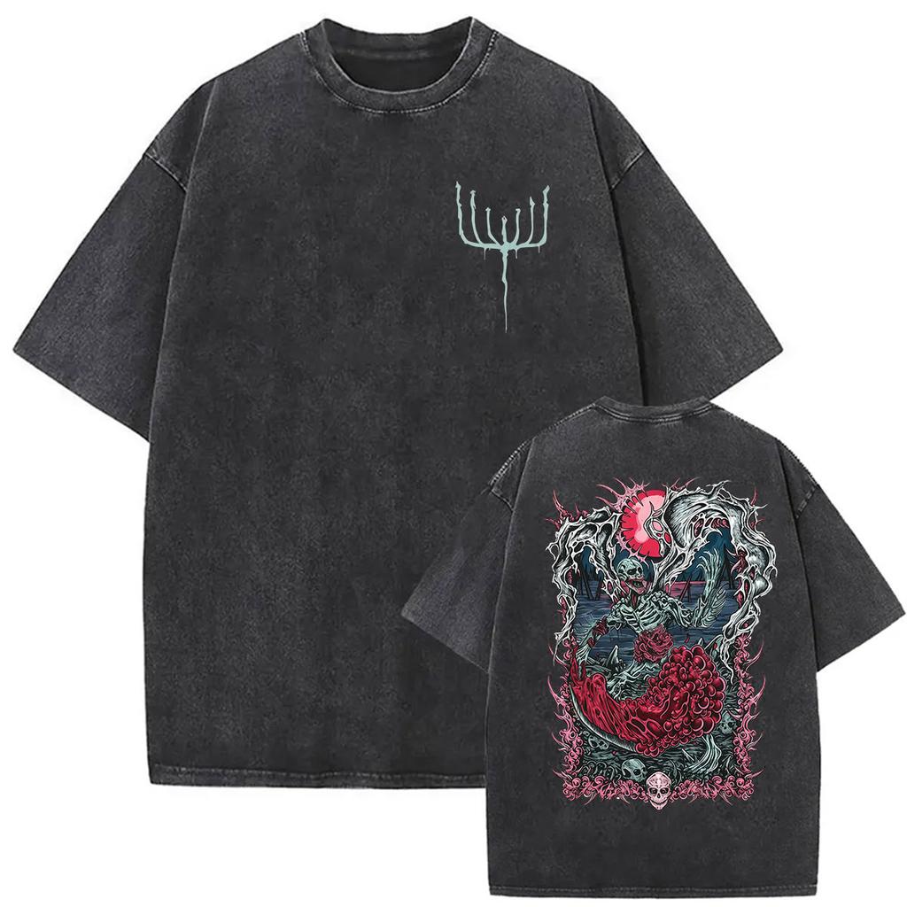 Game Bloodborne Lady Maria Graphic Vintage Washed T Shirt Unisex Gothic Fashion Short Sleeve T-shirt Oversized Clothing Tshirts