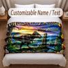 Dinosaur Theme Soft Blanket Personalized Custom Name Text Print Warm Blanket Home Sofa Bedroom Decor