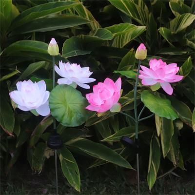 1PC Solar 3-Head Lotus Flower Light Outdoor Waterproof LED Garden Stake Lamp for Yard Lawn Porch Backyard Landscape Decoration