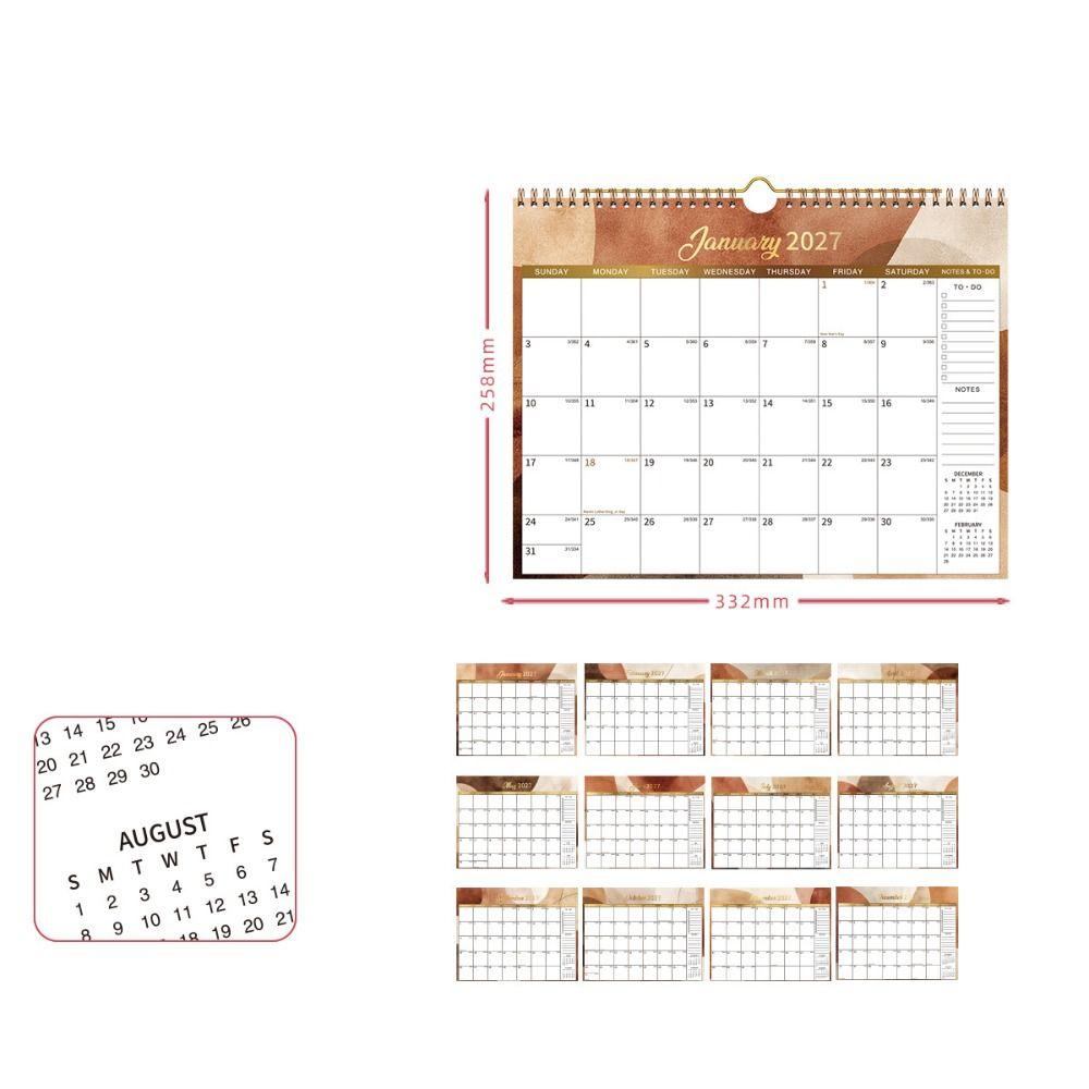 Oil Painting Style 2027 Flower Desk Calendar Foldable English Calendar Double-coil Calendar  Office
