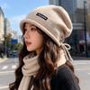 New Hat Women's Spring and Summer Confinement Woolen Hat Couple's Baotou Pile Hat Big Head Circumference Knitted Cold Hat