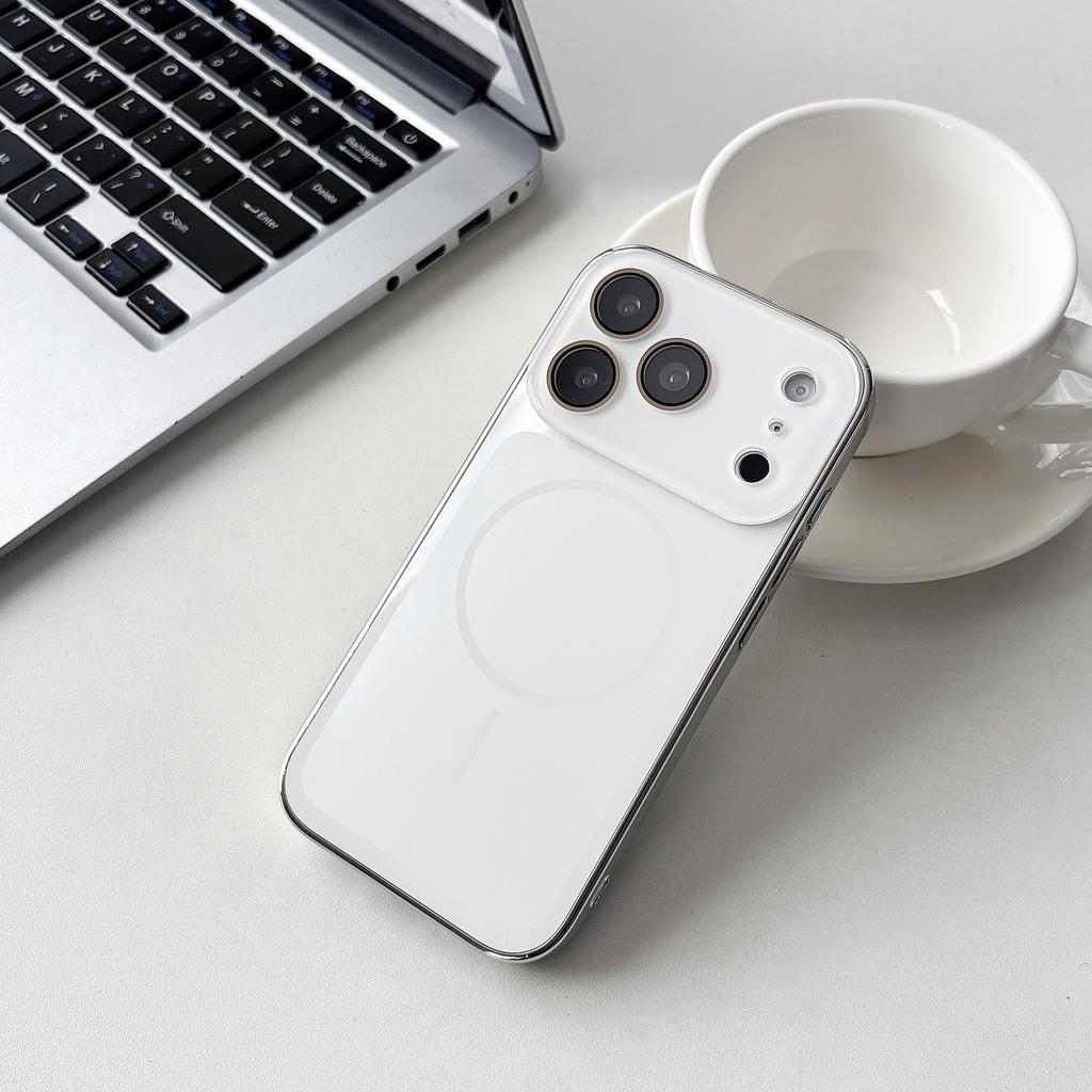 Plating For Magsafe Magnetic Phone Case For iPhone 17 16 15 14 13 Pro Max Wireless Charging Large Window Hard Armor Cover