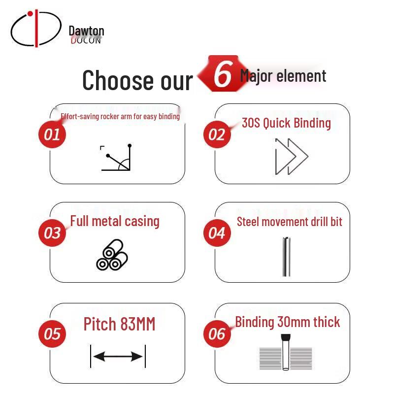 DOCON DC-5300 Manual 3-Hole Document Binding Machine CN Plug (adapter Included)