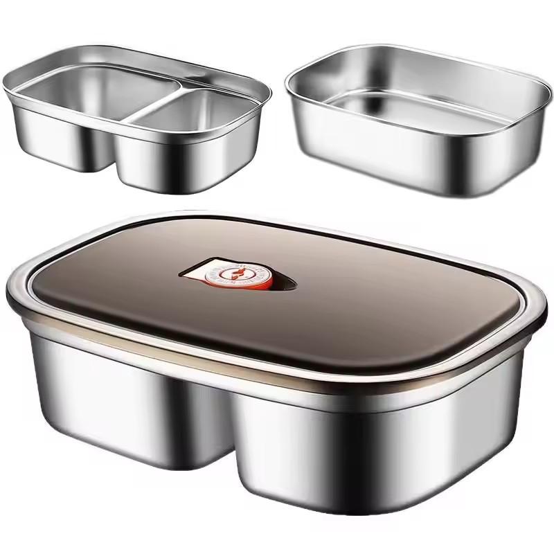 Büroangestellte Student Mikrowellengeeignetes Bento mit Deckel Tragbarer Lebensmittelaufbewahrungsbehälter Edelstahl Unterteilungen Brotdose