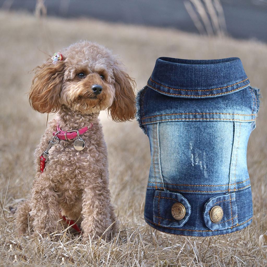 Denim Vest Jacket T-Shirt Cute Puppy Clothes, Comfortable Cool Clothing For Small Dogs