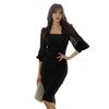 GRAXIA Cabaret Midi Dress for Hostess Long Square Size M Dress, Dress, One-Piece Hostesses, Clubs, Lounges, Sleeves, Neck, Pearl-Style Buttons, Sheer,