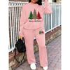 Women's Crewneck Sweatshirt & Drawstring Straight-Leg Pants 2-Piece Set, Printed Women's Outfit, Fall/Winter Sweatshirt Suit