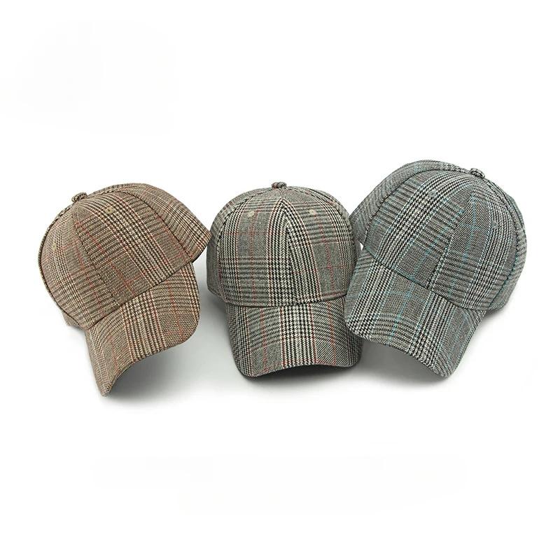 Hat Men's Spring Summer Outdoor Sunscreen Visor Classic Checkered Baseball Cap Hard Top Women's Cap Sun Cap