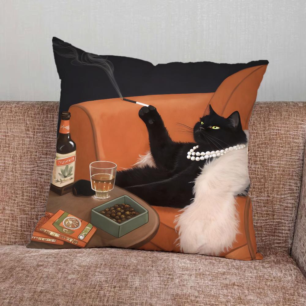 

Book Creative Naughty Cat Pillow Case For Home Bedroom Car Office Decoration Living Room Sofa Cushion Cover Suitable 16x16Inch
