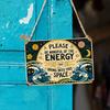 1pc Tin Aluminum Metal Mindful Energy Decorative Sign "Please Be Mindful of the Energy You Bring Into This Space" Warm Wave