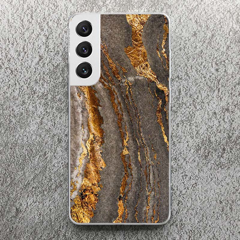 Fashion Gold Pink Geometric Marble Print Soft Case for Samsung Galaxy S25 S24 S23 S22 Ultra S21 Plus S20 FE Phone Shell S10 + Pa