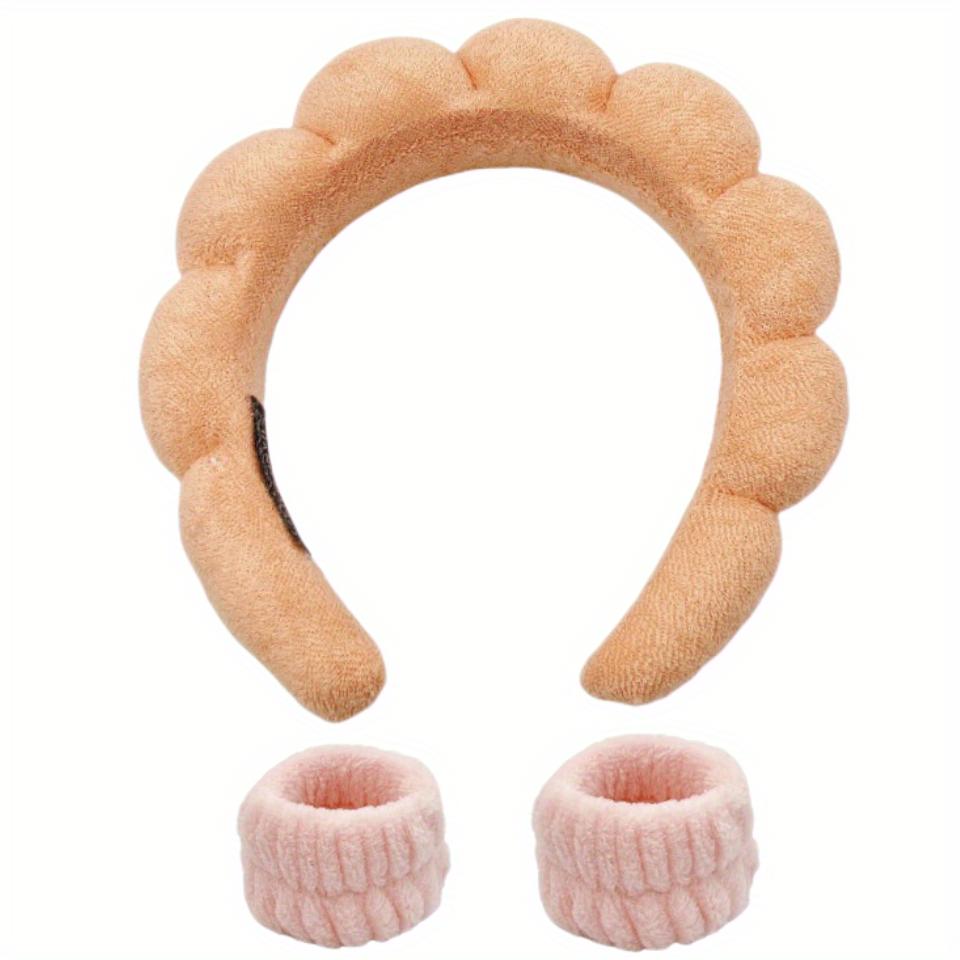 3pcs/set Soft SPA Headband Makeup Face Wash Headband Wrist Band High Top Sponge Headband Fashion Headband