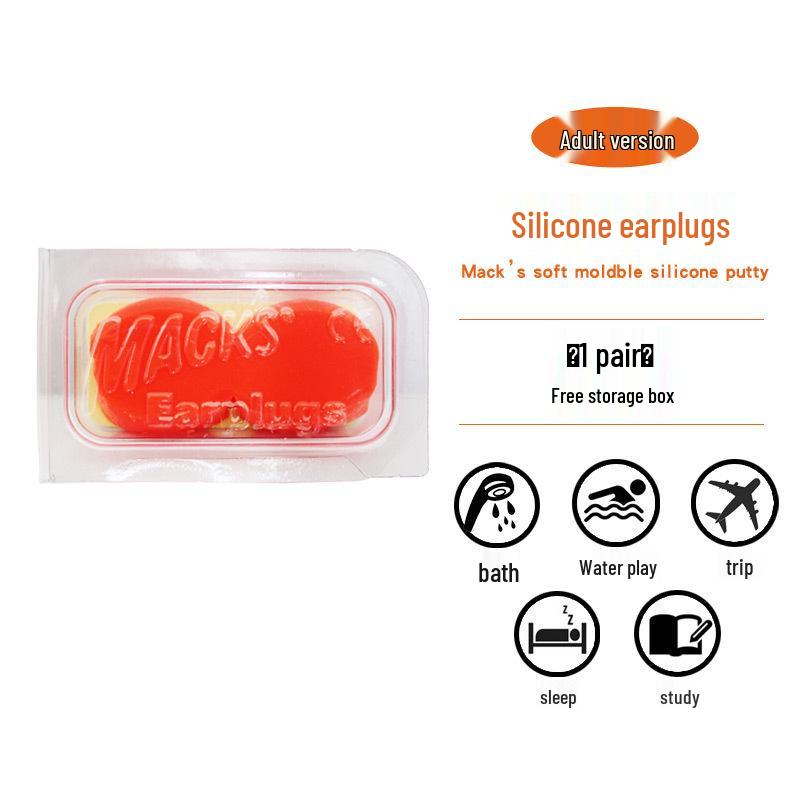 MACK S Soft Silicone Waterproof Noise-Reducing Swimming Earplugs - Adult (1 Pair)