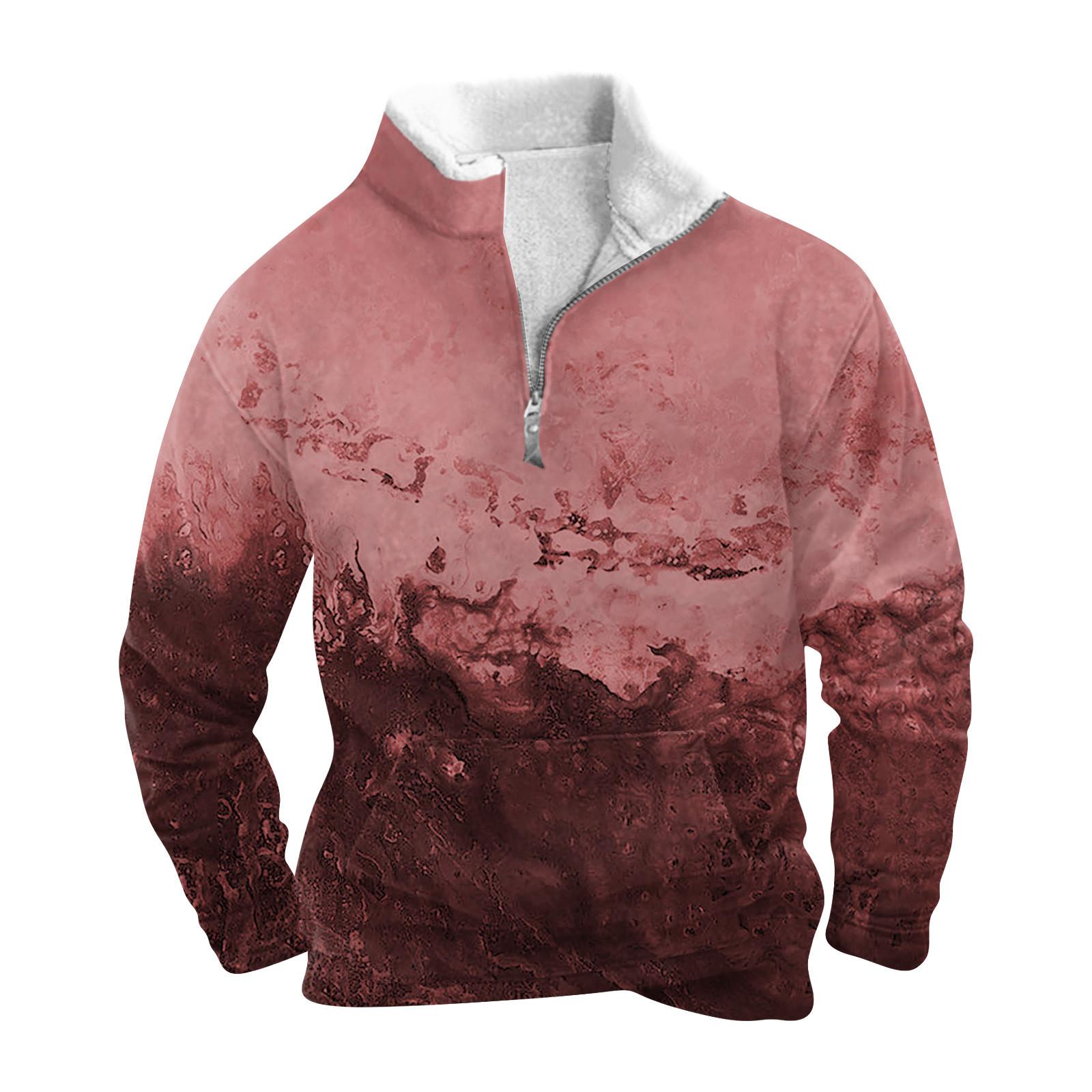 

Весенне-осенняя мужская толстовка с воротником-стойкой на открытом воздухе, повседневные свитера, топы XL винный